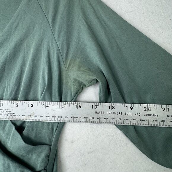 Sundance Eternal Compliment Sage Green Faux Wrap Ruched Dress Womens Size Medium - Picture 9 of 13